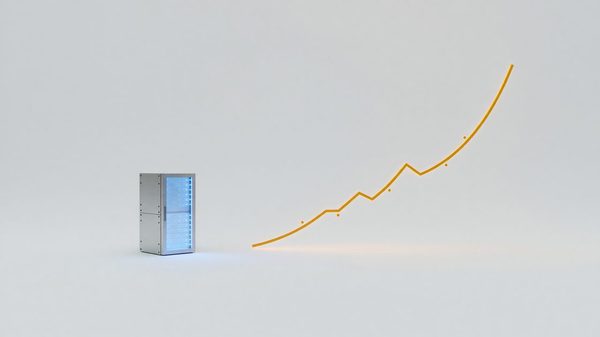 Minimalist illustration of a small server rack next to an upward cost trend line, representing startup cloud spend